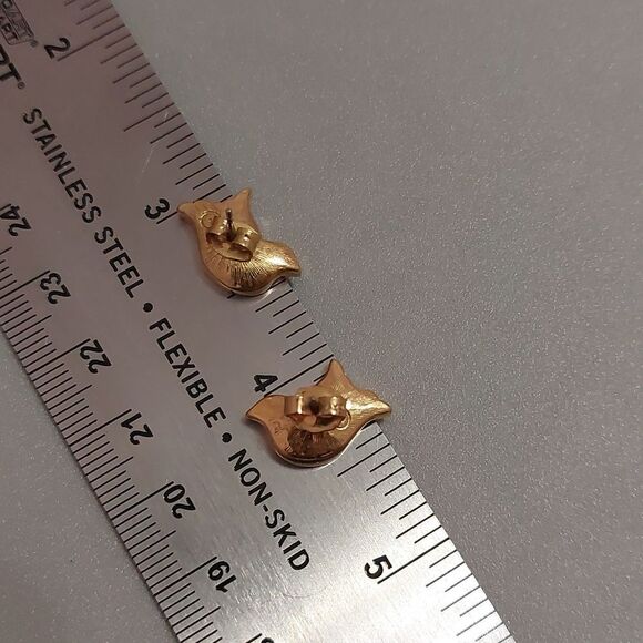 AVON Vintage Yellow Glittery Enameled Gold Tone Bird Post Pierce Stud Earrings - Picture 3 of 4